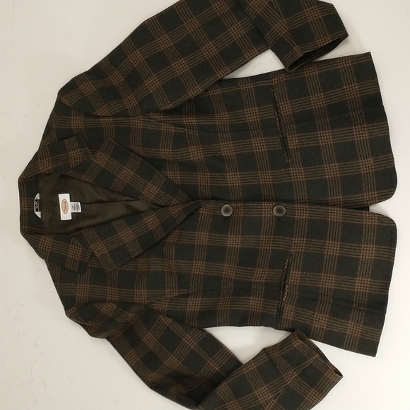 USA Made Wool Plaid Blazer Quality Classic Olive w Tan Tailored Sporting sz12 - Picture 9 of 12